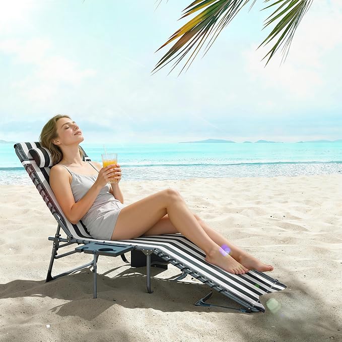 Outsunny Folding Chaise Lounge Chair Outdoor Tanning Chair - Image 8
