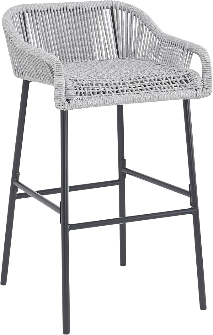 Christopher Knight Home Sivir Outdoor Barstool Set of 2, Patio Woven Rope Bar - Image 15