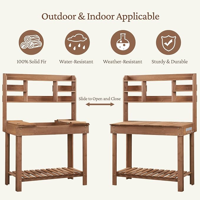 Yaheetech Potting Bench Table Horticulture Germination Table & Outdoor Garden - Image 9