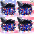 4 Pack Red White and Blue Solar String Lights, 320LED 180FT 4th of July by SANJICHA