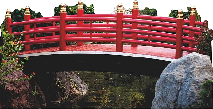 SP13314 Red Japanese Garden Bridge Over Pond Cardboard Cutout Standee Standup by Wet+Paint+Printing