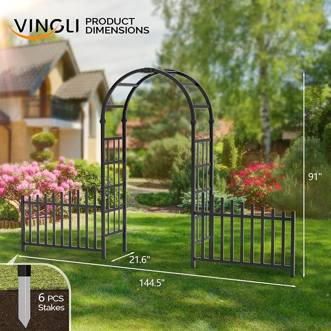 VINGLI Garden Arbor, PVC Garden Arch Trellis - Image 7