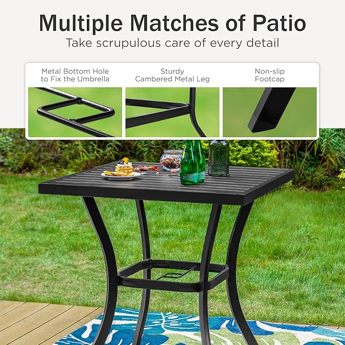 PHI Villa 5 Piece Outdoor Bar Set, Counter Height Patio Bar Bistro Table and - Image 6