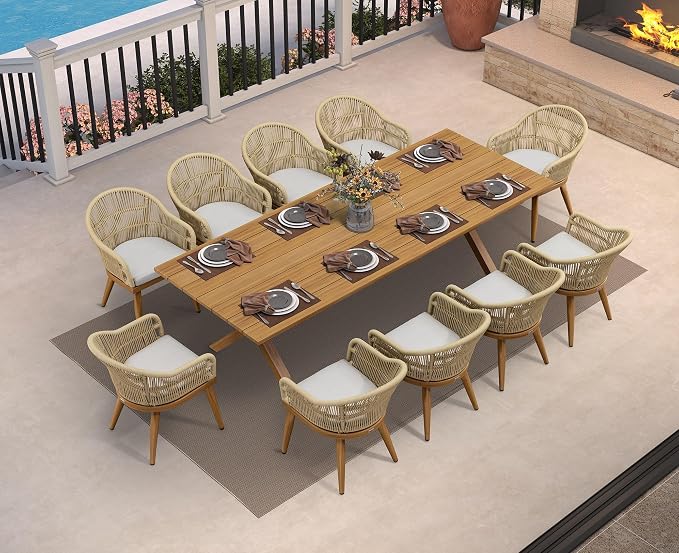 PURPLE LEAF 11 Pieces Patio Dining Set by PURPLELEAF