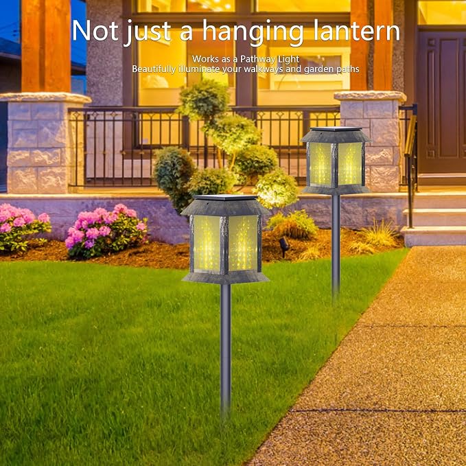 2 Pack Solar Lanterns Outdoor Waterproof, 3D Hanging Solar Lights, Type-C - Image 8