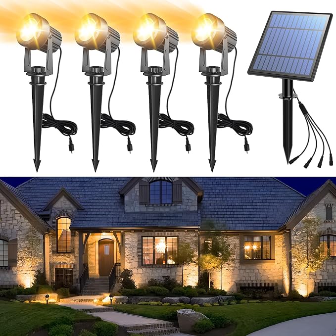 APONUO Solar Spot Lights Outdoor 4-in-1 Solar Landscape Lights Dusk to Dawn by APONUO