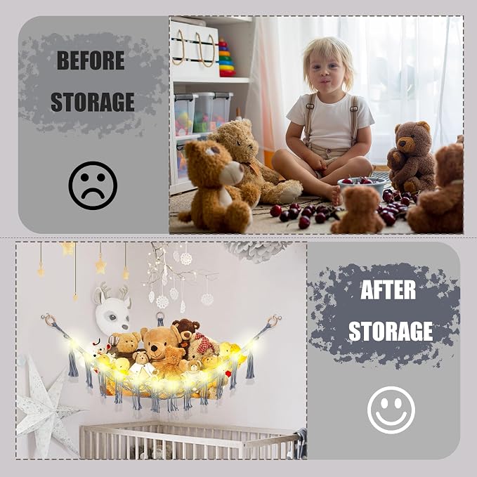 Stuffed Animal Hammock with LED Light, Large Stuffed Animals Storage Corner - Image 4