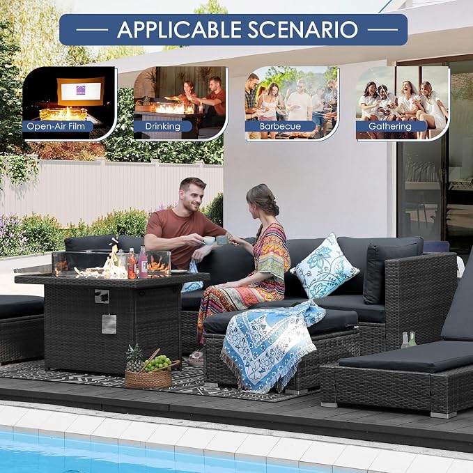 NICESOUL 7 Piece Modern Outdoor Conversation Sets, 29.3'' High Back Comfy - Image 9