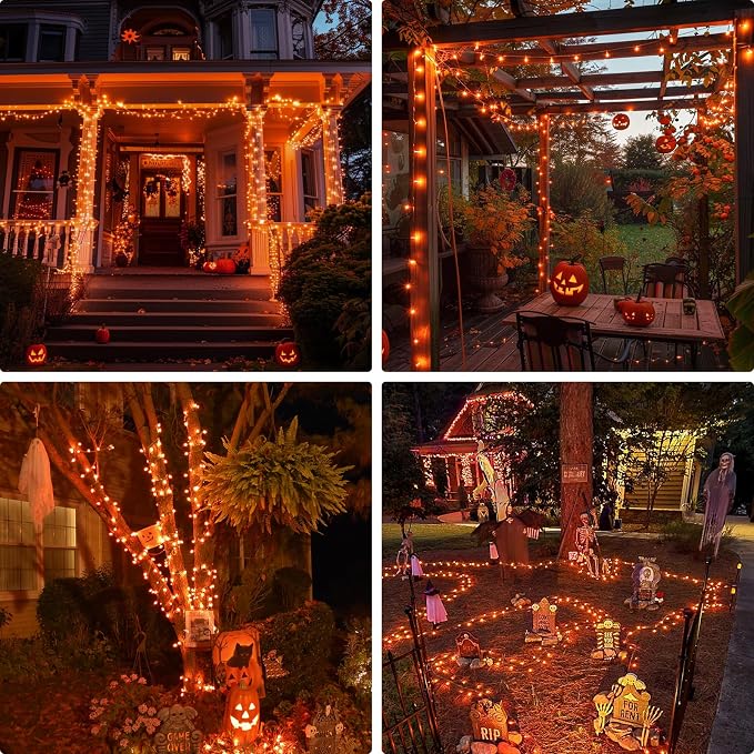 JMEXSUSS 400 LED Orange Lights for Halloween Decor, 132ft Orange String Lights - Image 4
