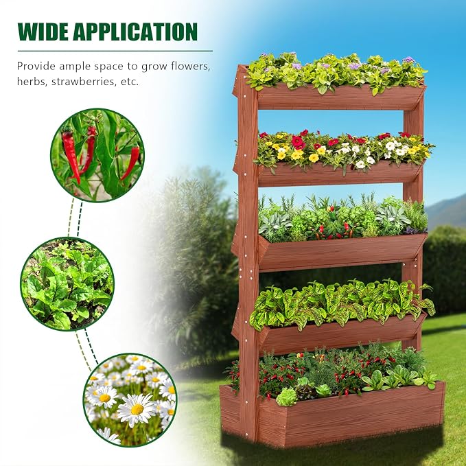 Wooden Vertical Raised Garden Bed, 5 Tier Garden Planters Raised Beds - Image 7