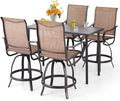 PHI VILLA 5 Piece Outdoor Bar Set, Counter Height Patio Bar Table and Chairs by PHIVILLAThepioneerofcomfortablehouseholdsupplies