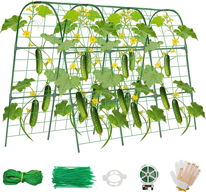 Cucumber Trellis for Raised Bed, U-Shape Garden Trellis for Climbing Plants by ZPMOCKAQ