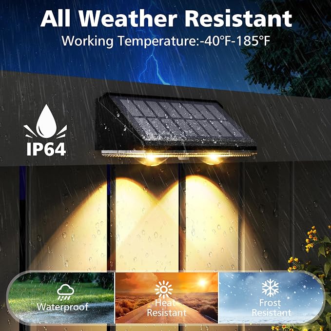 APONUO Solar Fence Lights Outdoor Waterproof, Fence Lights Solar Powered - Image 4