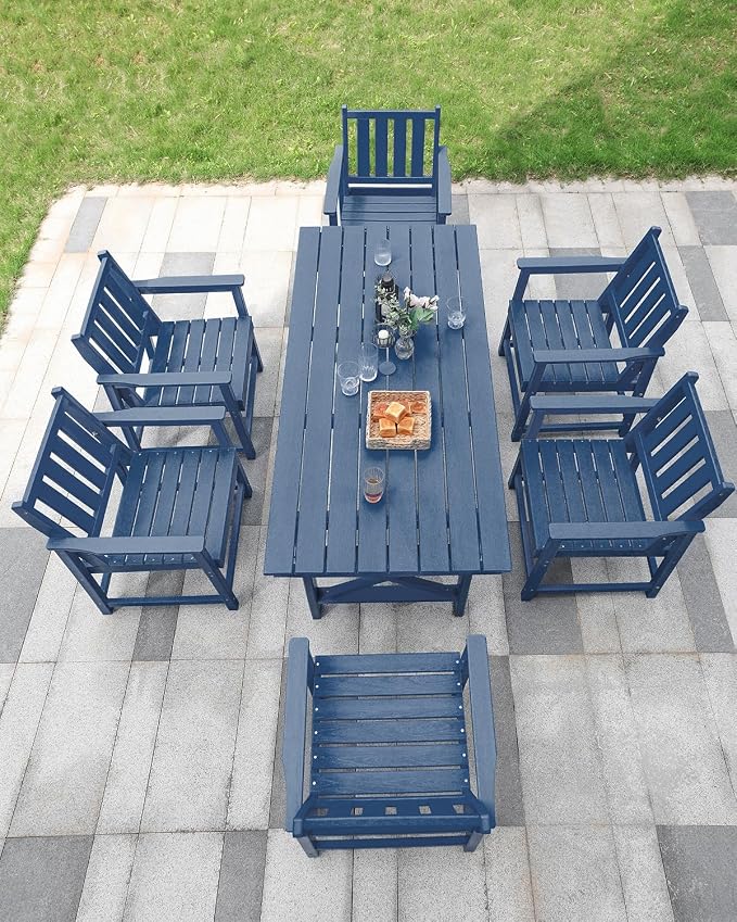 7 Pieces HDPE Outdoor Dining Set, Patio Dining Set - Image 4