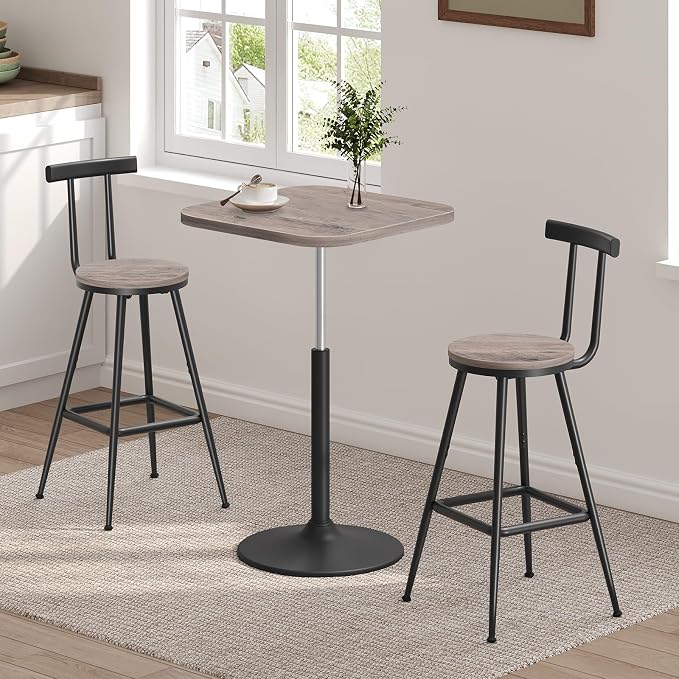 Bar Stools, Metal Frame, Adjustable Feet, Easy Assembly, - Image 2