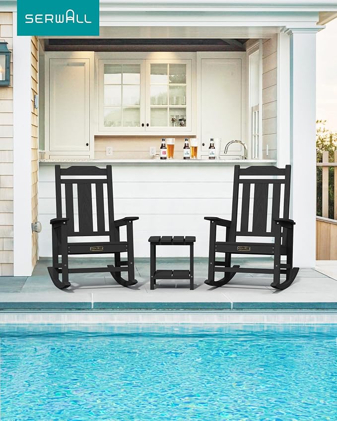 SERWALL Oversized Rocking Chair Outdoor, HDPE Outdoor Rocking Chair - Image 2