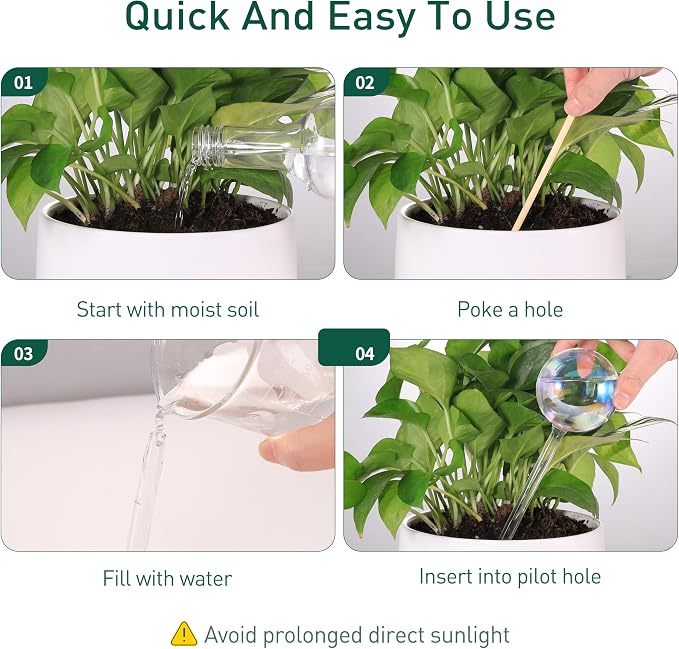 Extra-Thick Clear Glass Plant Watering Globes, Rainbow Gradient Self Watering - Image 7