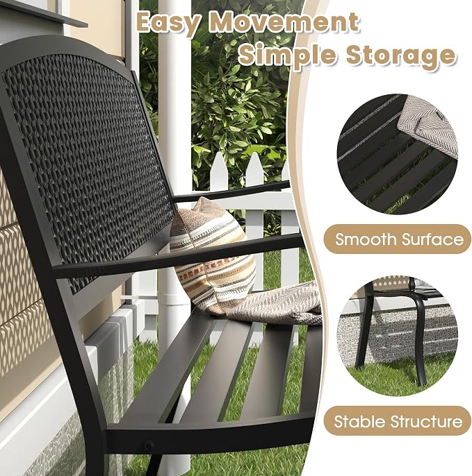 VICLLAX Outdoor Garden Bench, Metal Frame Patio Bench - Image 4