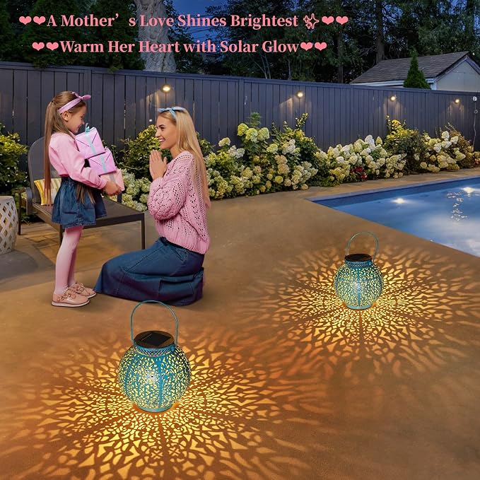 TAKE ME 2 Packs Solar Lanterns Outdoor Lights Waterproof Garden Lanterns - Image 2