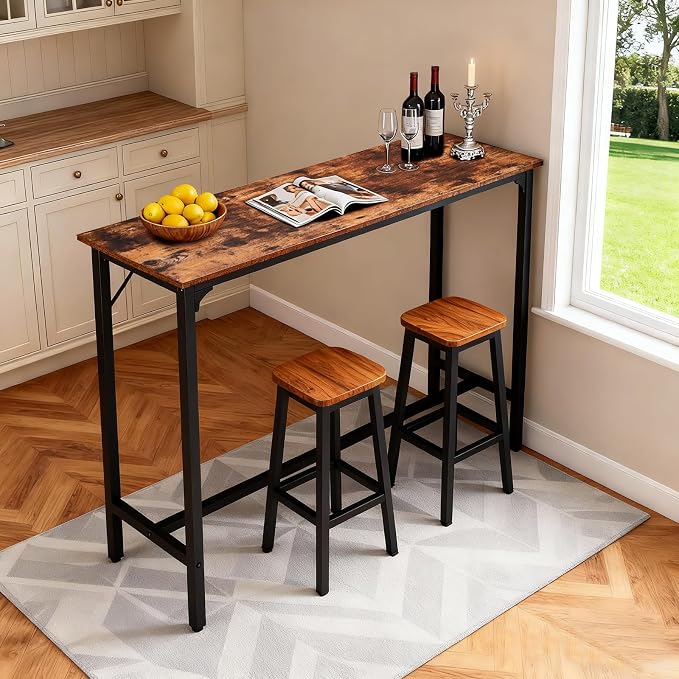 Karl home 43”Bar Table, Rectangular High Top Counter Height Bar Table by Karlhome
