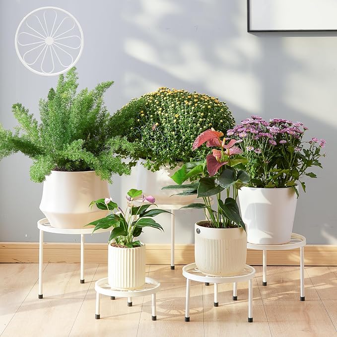 Plant Stand, 5 Pack Heavy Duty Flower Pot Stands, Metal Decoration Racks by Furshus