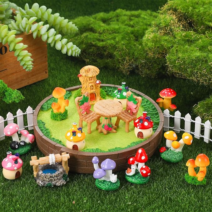 32 Pcs Fairy Garden Accessories Mini Fairy Figures Miniature Table and Chairs - Image 5