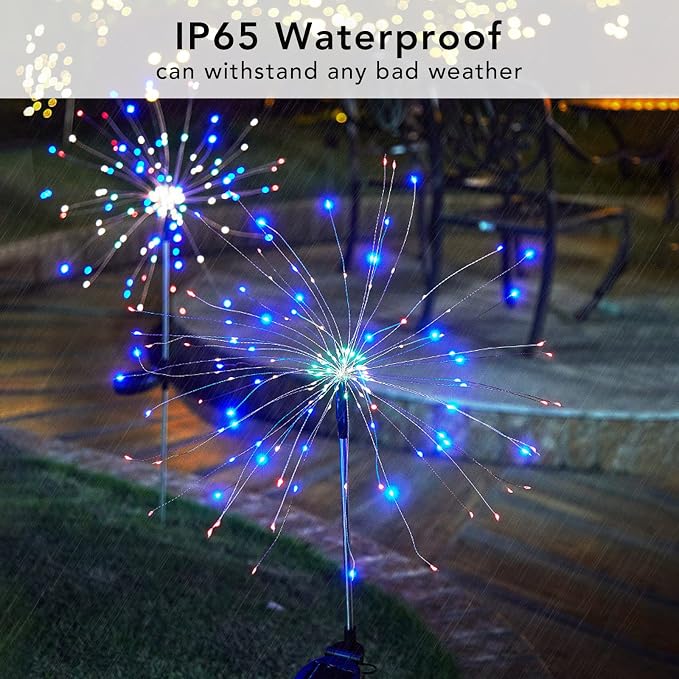 FOOING 6 Pcs Solar Garden Lights Solar Firework Lights, 200 LED String Light 2 - Image 5