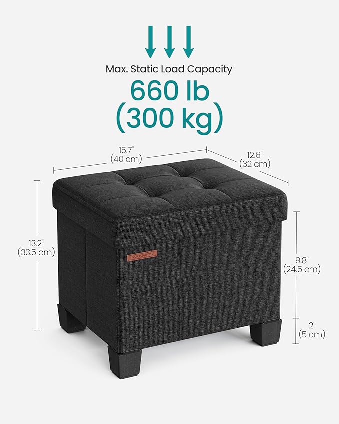 SONGMICS Storage Ottoman, Small Ottoman Foot Rest - Image 3