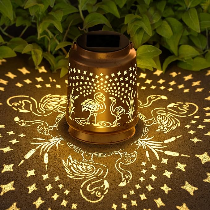 Flamingo Solar Lantern for Garden Outdoor Decor – Hanging Metal Light by Homedecorexpert