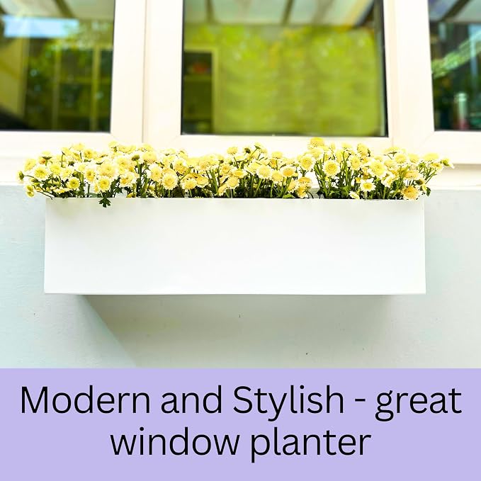 LaLaGreen Wall Planters White Carbon Steel Metal Hanging Flower Pots, Long - Image 3