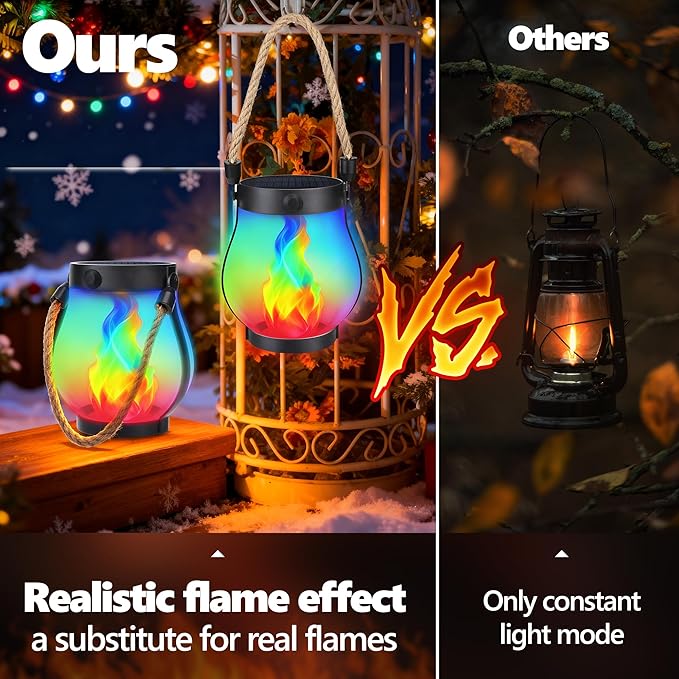 Christmas Solar Flame Lanterns Hanging Outdoor Waterproof - Image 5