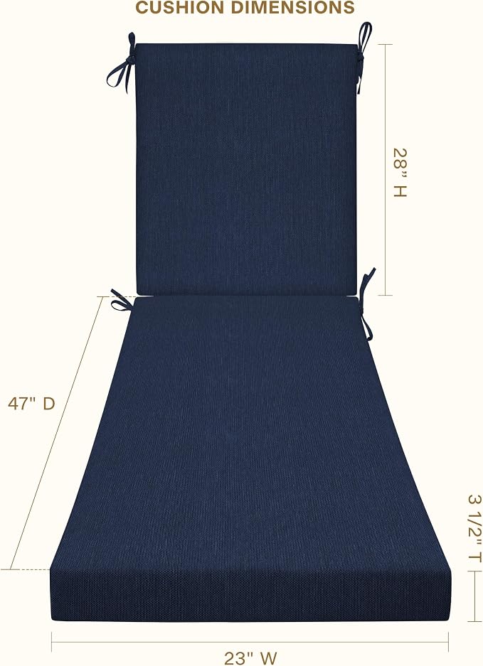 Honeycomb Outdoor Heritage Chaise, 23 x 75, Textured Solid Indigo Blue Chair - Image 4