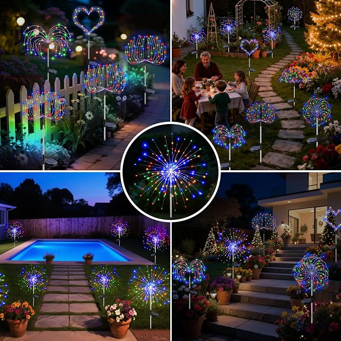 btfarm 1 Pack Solar Garden Lights Outdoor, 8 Modes Firework Lights Solar Powered - Image 8