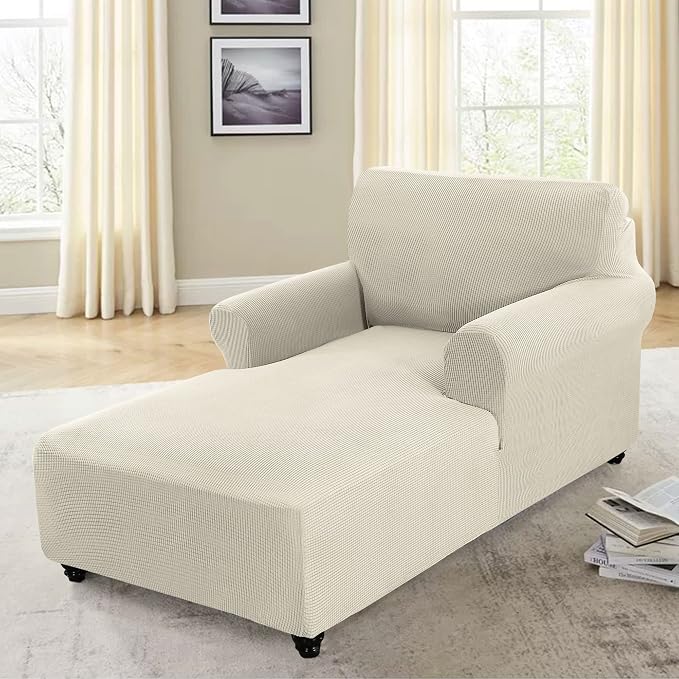 FantasDecor Chaise Lounge Cover Stretch Chair Lattice Slipcover - Image 3
