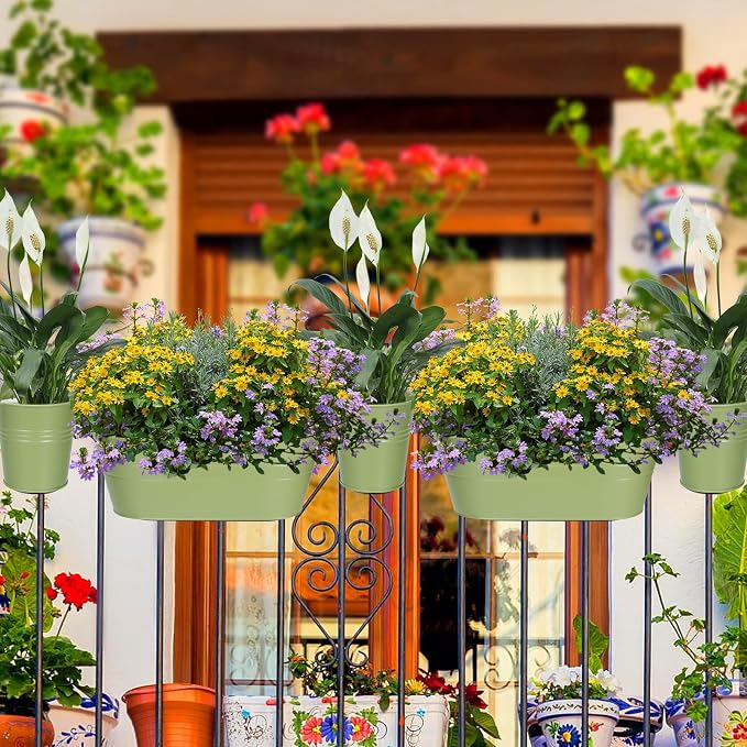 HowRU Metal Iron Flower Pots for Railing Fence Hanging Bucket Pots and Hanging - Image 7