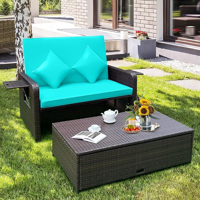 HAPPYGRILL Patio Rattan Wicker Daybed - Image 2
