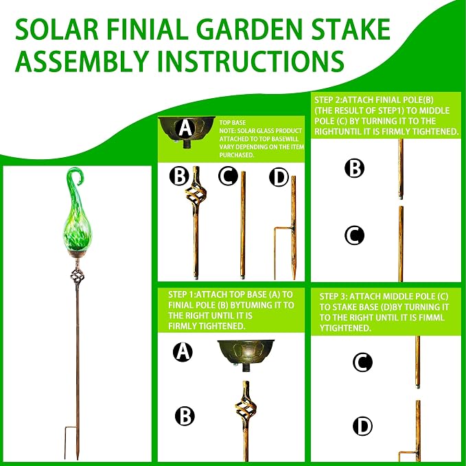 Garden Solar Lights Outdoor, Decorative LED Pearlized Glass Spiral Garden Stake - Image 7