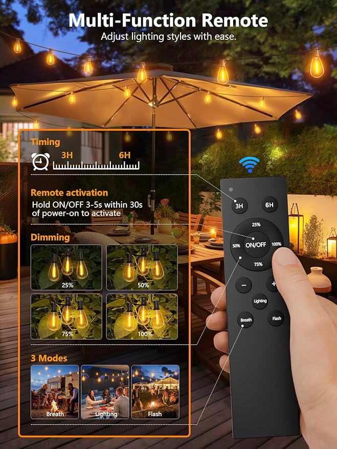 luckystyle 150FT LED Outdoor String Lights - Image 2