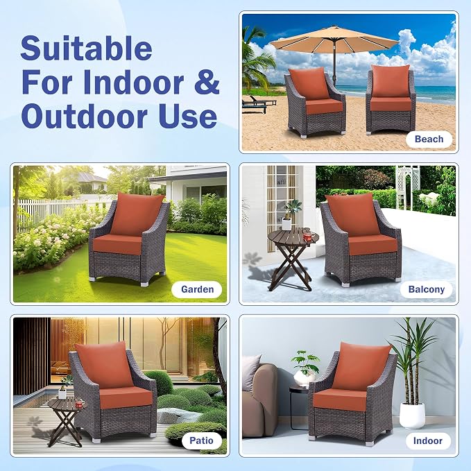 Outdoor Seat Cushion Set, Waterproof & Fade Resistant Patio Chair Cushions - Image 7