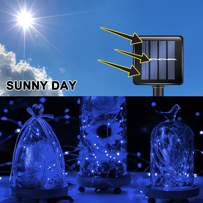 TW SHINE Blue Solar String Lights Outdoor, Total 80 FT 240 LED Solar Powered - Image 6