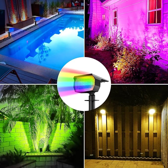 nipify 1 Pack Solar Spot Lights Outdoor Color Changing, 7 Modes Halloween RGB - Image 4