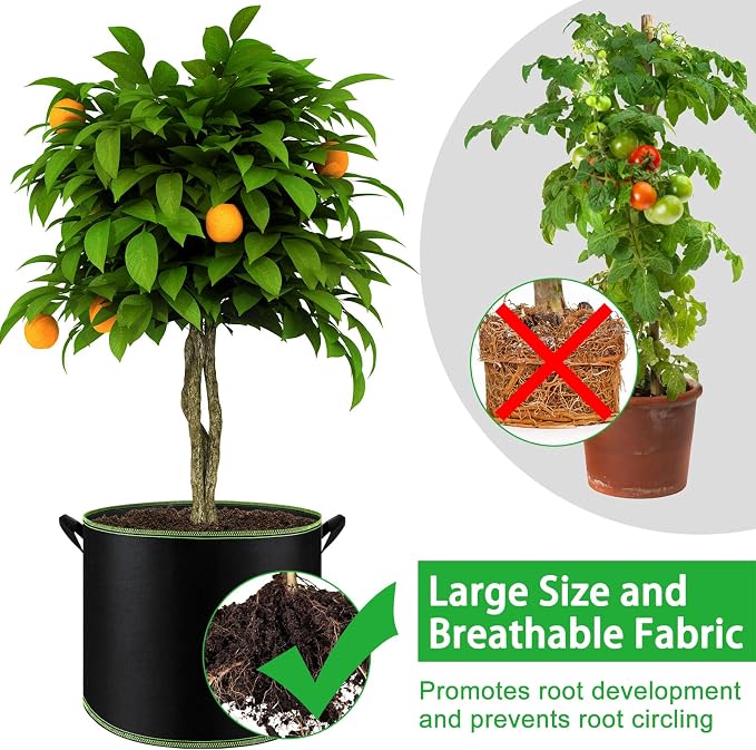 NACHLYNN 5-Pack 7 Gallon Grow Bags Thickened Nonwoven Fabric Pots - Image 3
