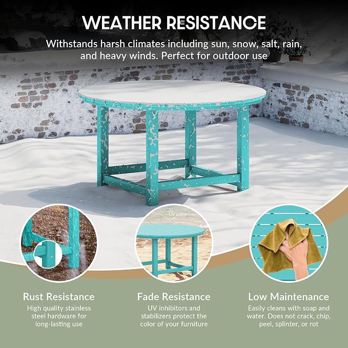 WestinTrends Malibu Low Outdoor HDPE Round Patio Coffee Table - Image 4