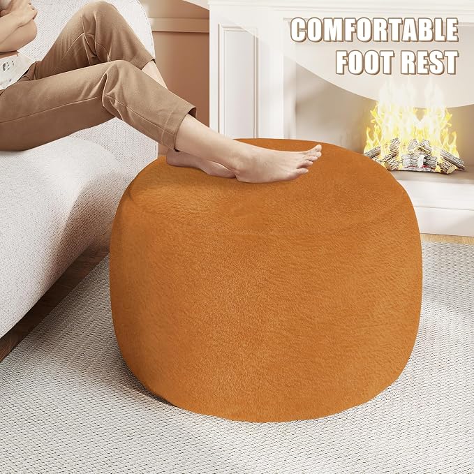 Round Pouf Ottoman Foot Rest, 29 X 18Inch Floor Poufs Footstool, A Round Modern - Image 4