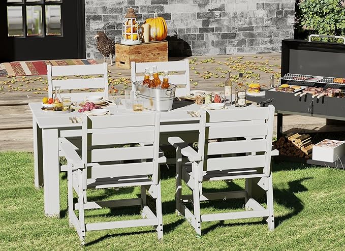 GREENVINES Outdoor Dining Chair | HDPE | Patio Chairs | All-Weather | White - Image 3