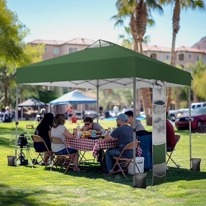 PHI VILLA 10x10ft 1-Person Setup Pop Up Canopy Tent Instant Portable Shelter w/ - Image 2