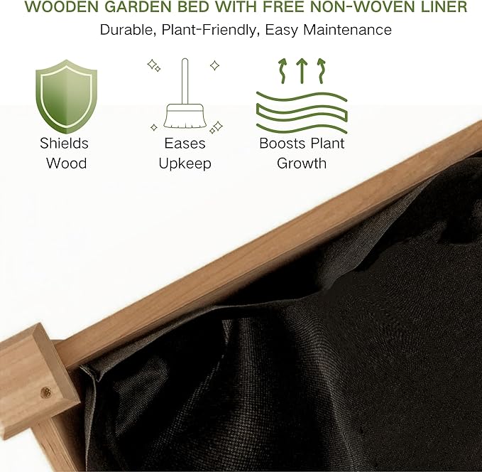 3-Tier Raised Garden Bed with Fabric Liner, Wood Elevated Planter Box with - Image 5