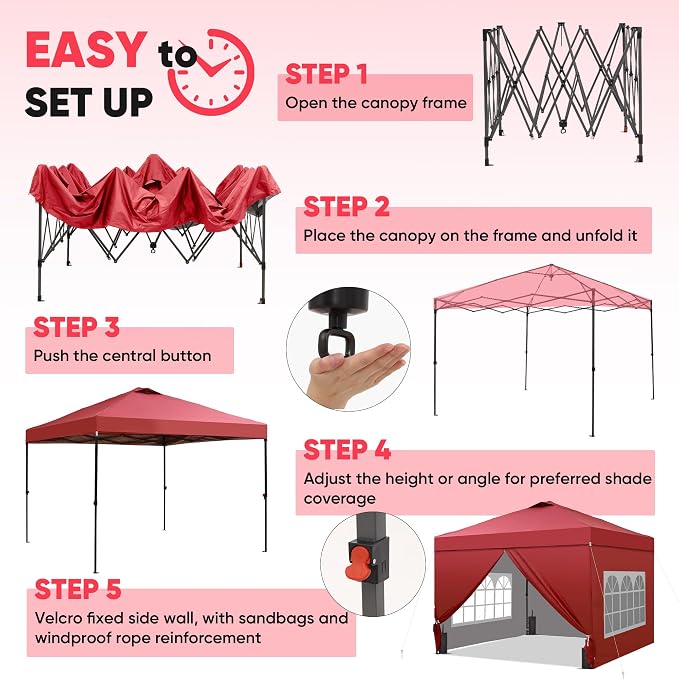 GDY 12x12 Pop Up Canopy Tent - Image 3