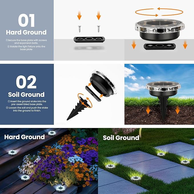 SOLPEX Solar Ground Lights 20 Pack, Solar Pathway Lights Outdoor Waterproof - Image 6