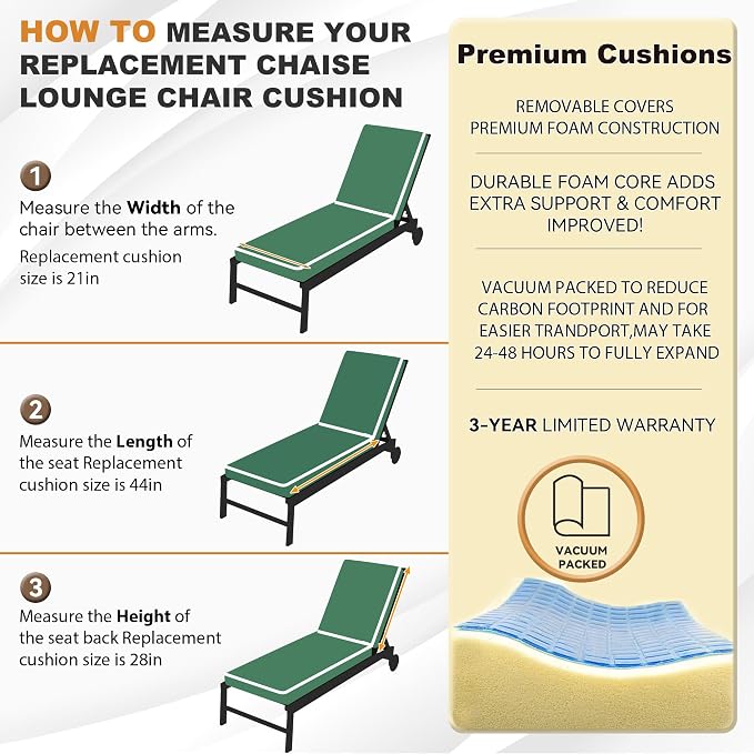 Outdoor Chaise Lounge Cushions, Olefin Lounge Cushion, Rainproof Color - Image 8